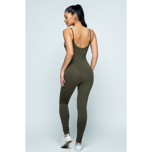 Women's Spaghetti Strap Bodycon Tank One Piece Jumpsuits Rompers S M L - Picture 3 of 6